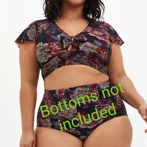 Sz 1 Torrid Swimtop Floral Rose Flutter Sleeve